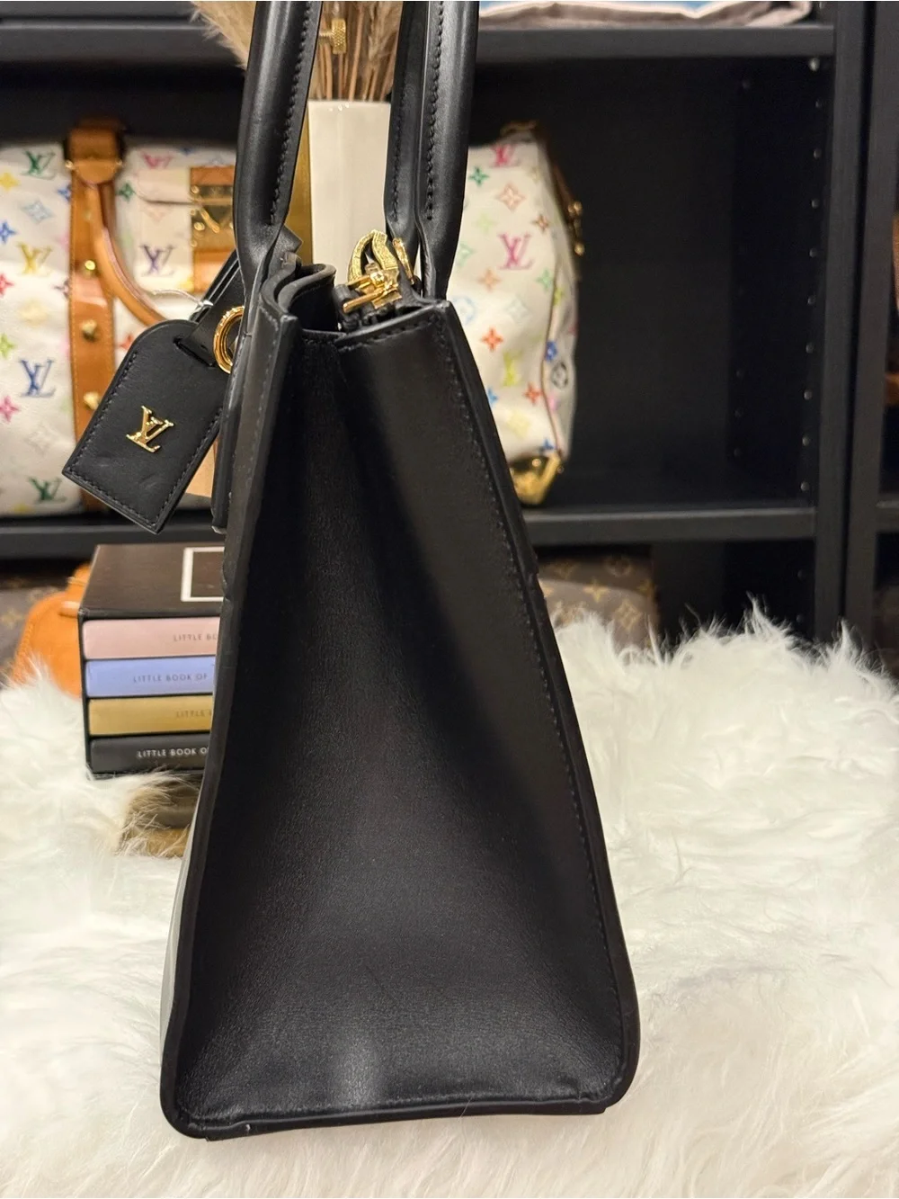 Black Leather Top-Handle Satchel - Black